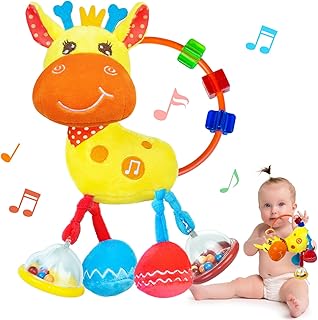 Juguetes sensoriales para bebés de 0 a 6 de 3 a 6 meses, juguetes de peluche musicales para bebés de 3 a 12 meses, sonajeros, juguetes de dentición para bebés, juguetes para la hora boca abajo, regalos para niños y niñas de 0-3-6-12 meses