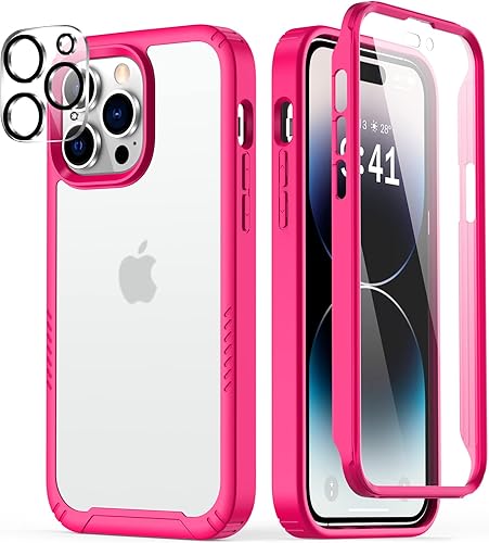 Goodon Funda para iPhone 14 Pro con protector de pantalla y protector de lente de cámara, probada contra caídas militares desde 6 pies, funda