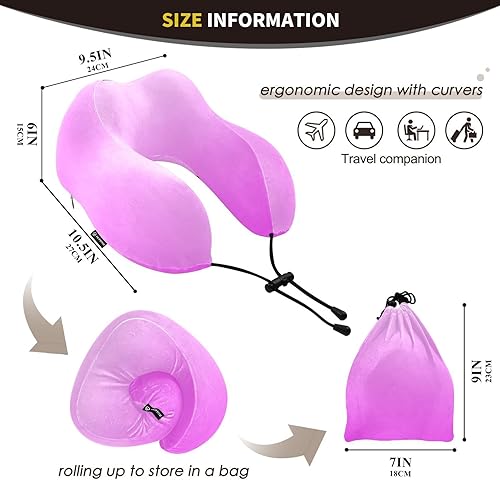 Miniatura 2 de Almohada de viaje con degradado morado brillante para cama de viaje de automóvil, almohada de apoyo para el cuello en forma de U de espuma