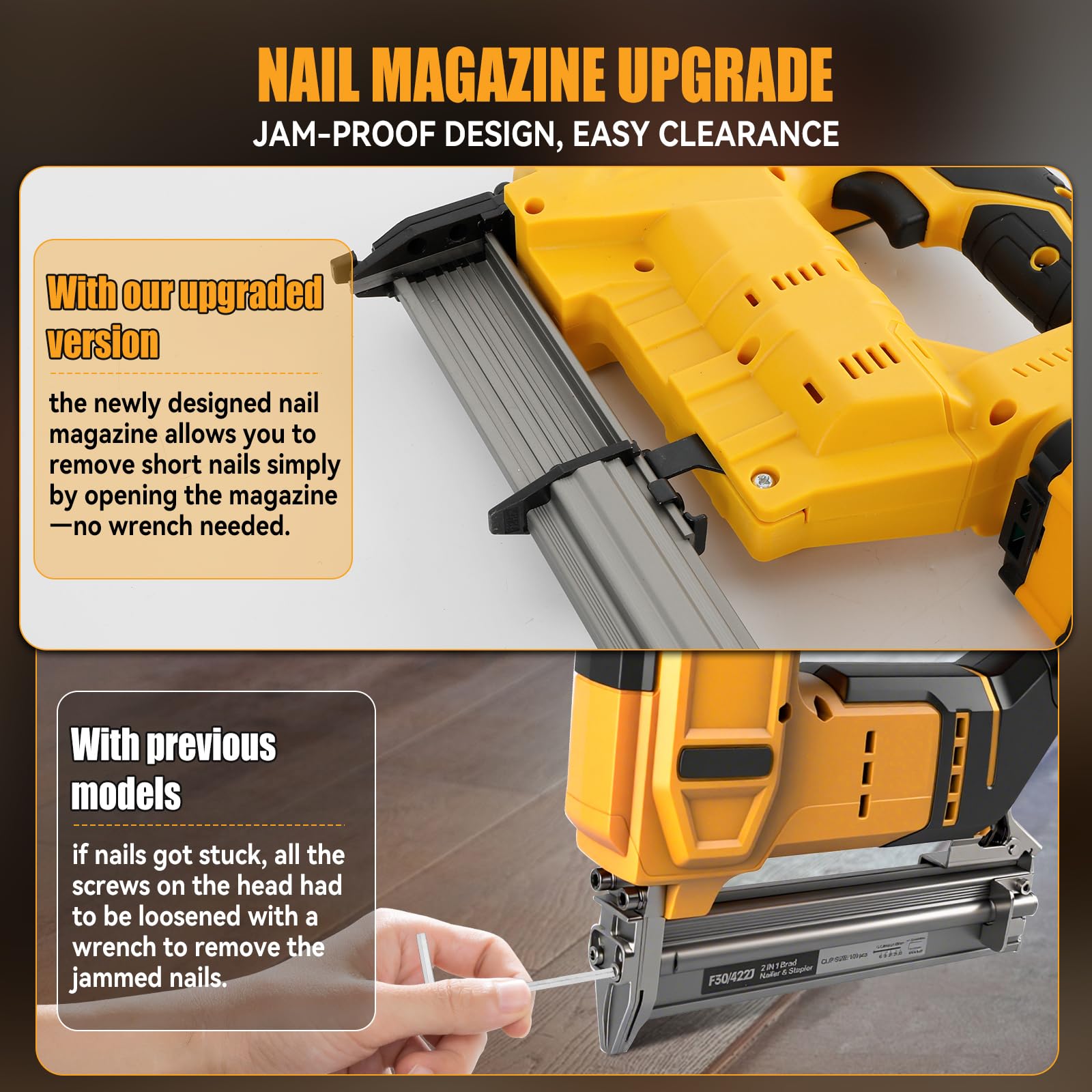 Dewalt 20V Akku-Nagler, bürstenloser Nagler, 18GA, 1000 Nägel und Klammern