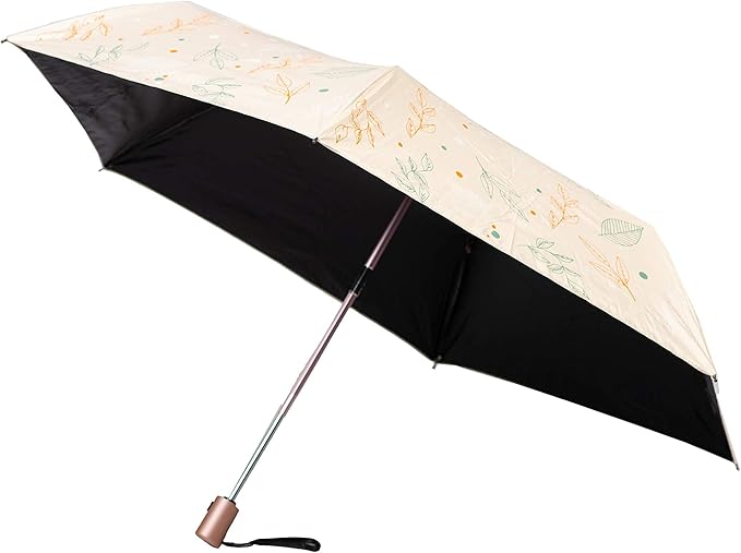Amazon Co Jp F Seasons 自動開閉折り畳み傘 自動開閉 ワンタッチ 晴雨兼用 軽量 おしゃれ Uvカット 撥水 遮光 遮熱 コンパクト アイボリー リーフ柄 ホーム キッチン