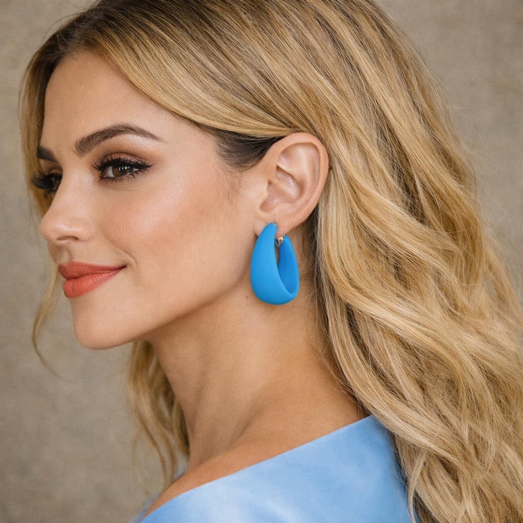 Chunky Clip on Hoop Earrings for Women, Detachable Statement Non Pierced Clips Vintage Retro Party Halloween Costumes Jewelry Gifts