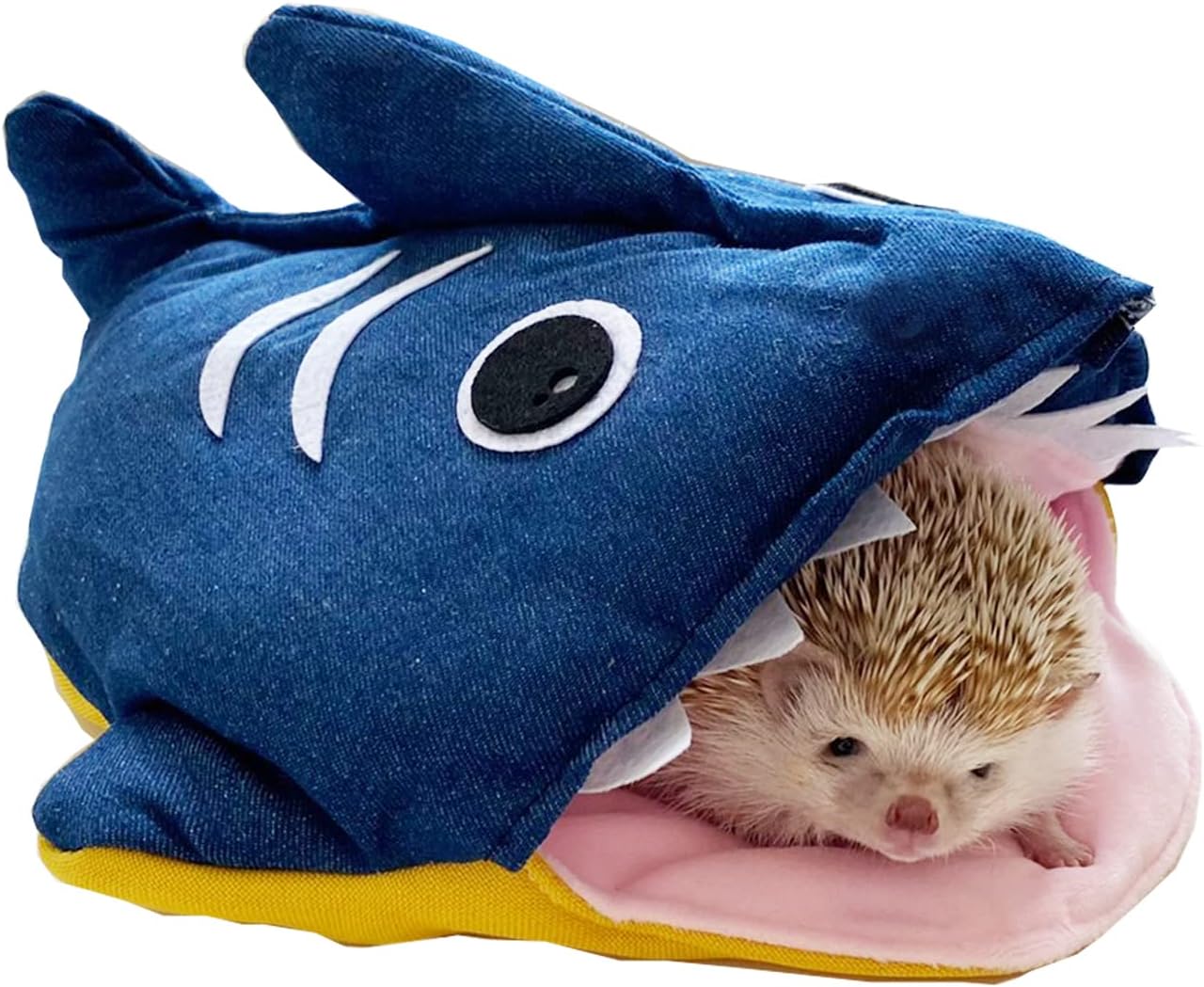 Shark Fleece Sleeping Bag Pouch Hideout Cave Habitat for Hedgehog Hamster Ferret Squirrel Small Animal Bed Nest Cage Portable Big Cushion (Pink)