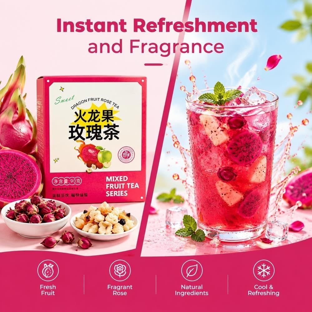 Té de rosa y fruta del dragón, 90 g x 2 cajas