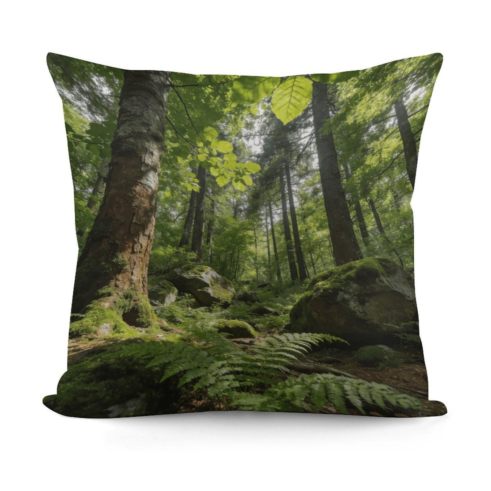 LZQPOEAS Forest Throw Pillow Cover 18 X 18 in Cozy Couch Pillow Covers Farmhouse Throw Pillow Case Modern Square Pillowcase Home Decor Cushion Cover for Bedroom Living Room