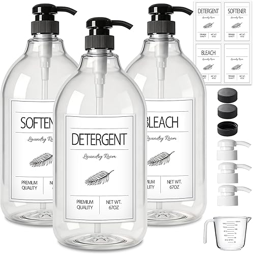 GMISUN Dispensador de jabón de detergente para ropa, dispensador de detergente líquido para ropa, contenedor para decoración de lavandería de