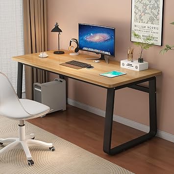 Modern Simple Computer Desk for Small Spaces, Compact Writing & Gaming Desk, Easy Assembly Study Desk for Home Office, 140x80x74cm 55x31x29inch