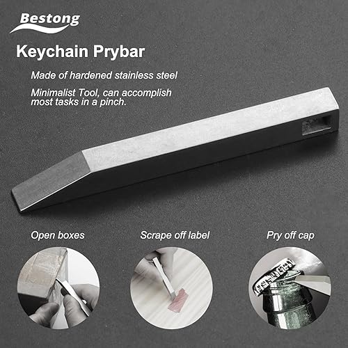 Miniatura 2 de EDC - Mini llavero Prybar para llevar todos los días, multiherramienta pequeña Prybar, barra de palanca de bolsillo de acero inoxidable resistente