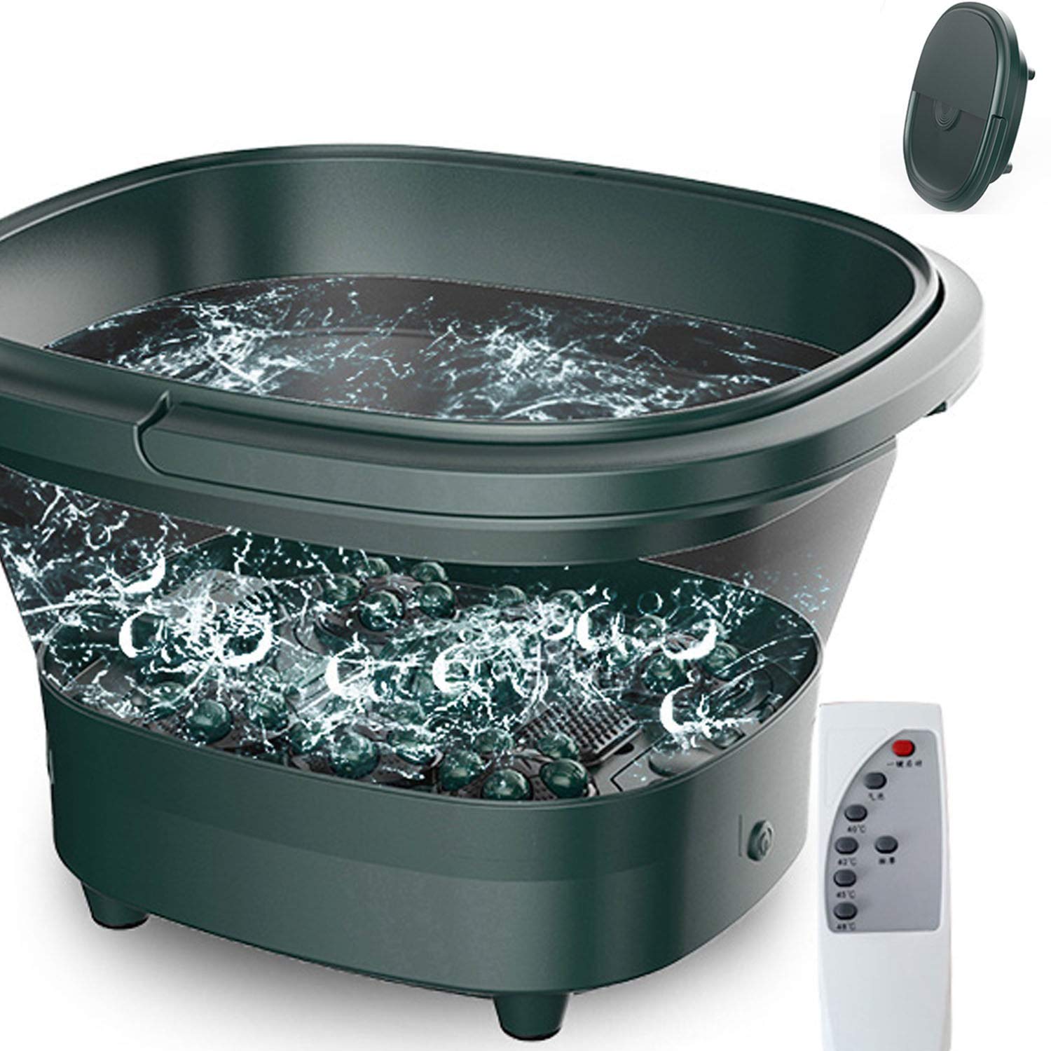 Masajeador eléctrico para baño de spa para pies, pequeño hogar plegable, calentamiento automático y temperatura constante, 38-45 ° cuatro niveles de temperatura ajustable, burbuja de oxígeno y fisio