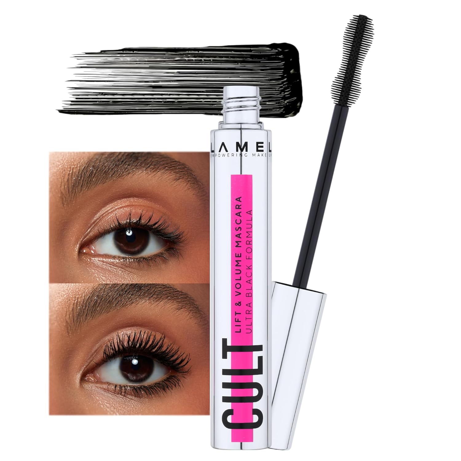 LAMEL Cult Lift & Volume Mascara – Volumizing & Lifting, Smudge-Proof, Flake-Free, Deep Black Pigment Mascara – 401