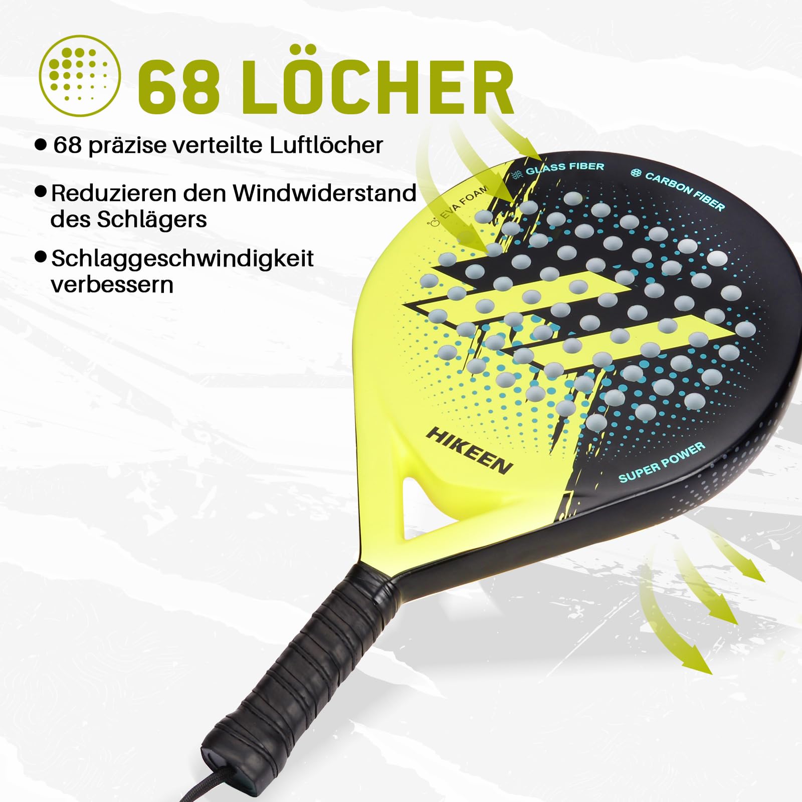 BOIOSTEADY Padel Schläger Erwachsene Carbon Glasfaser Tennisbälle 1 Stück