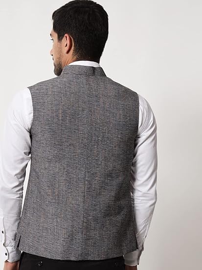 Vastraa Fusion Men's Cotton Blend Ethnic Nehru Jacket