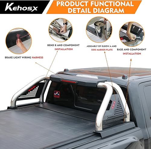 Miniatura 7 de Barras enrollables universales para camionetas, barras enrollables para camionetas, aptas para ColoradoCanyon, Ford Ranger, Nissan FrontierTitan,