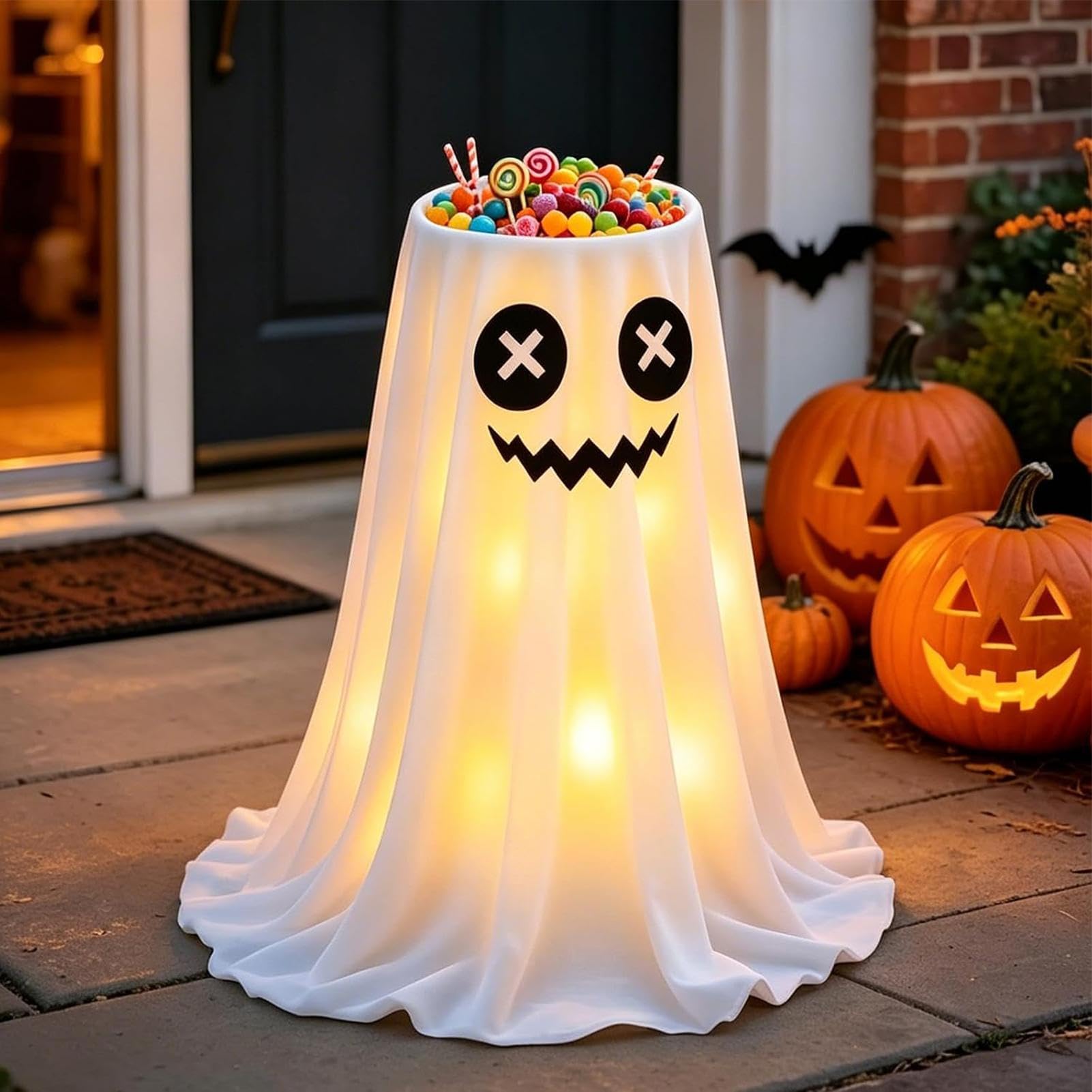 Halloweenowy na cukierki duch dekoracja ganek podświetlany duch