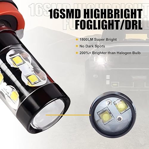 Miniatura 4 de Fluher 2 bombillas LED antiniebla H11 para automóvil, 12 V-24 V, 50 W, 6000 K, metal impermeable, luz auxiliar para vehículos, 360 sin ángulo