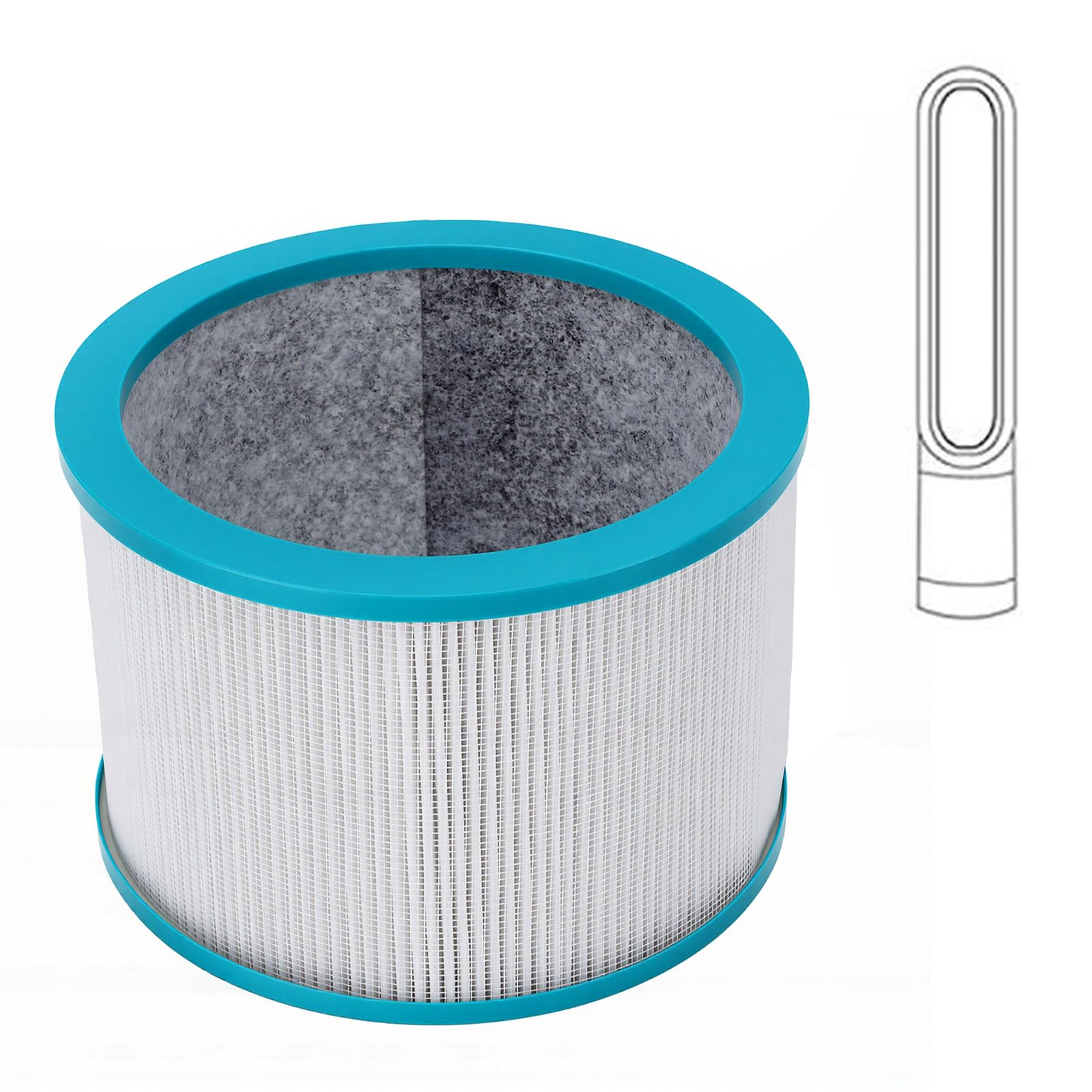 Filtro di Ricambio per Ventola Senza Lama Filtro a Carbone Attivo Lavabile 2 in 1 per Ventole Senza Lama da 46 Pollici