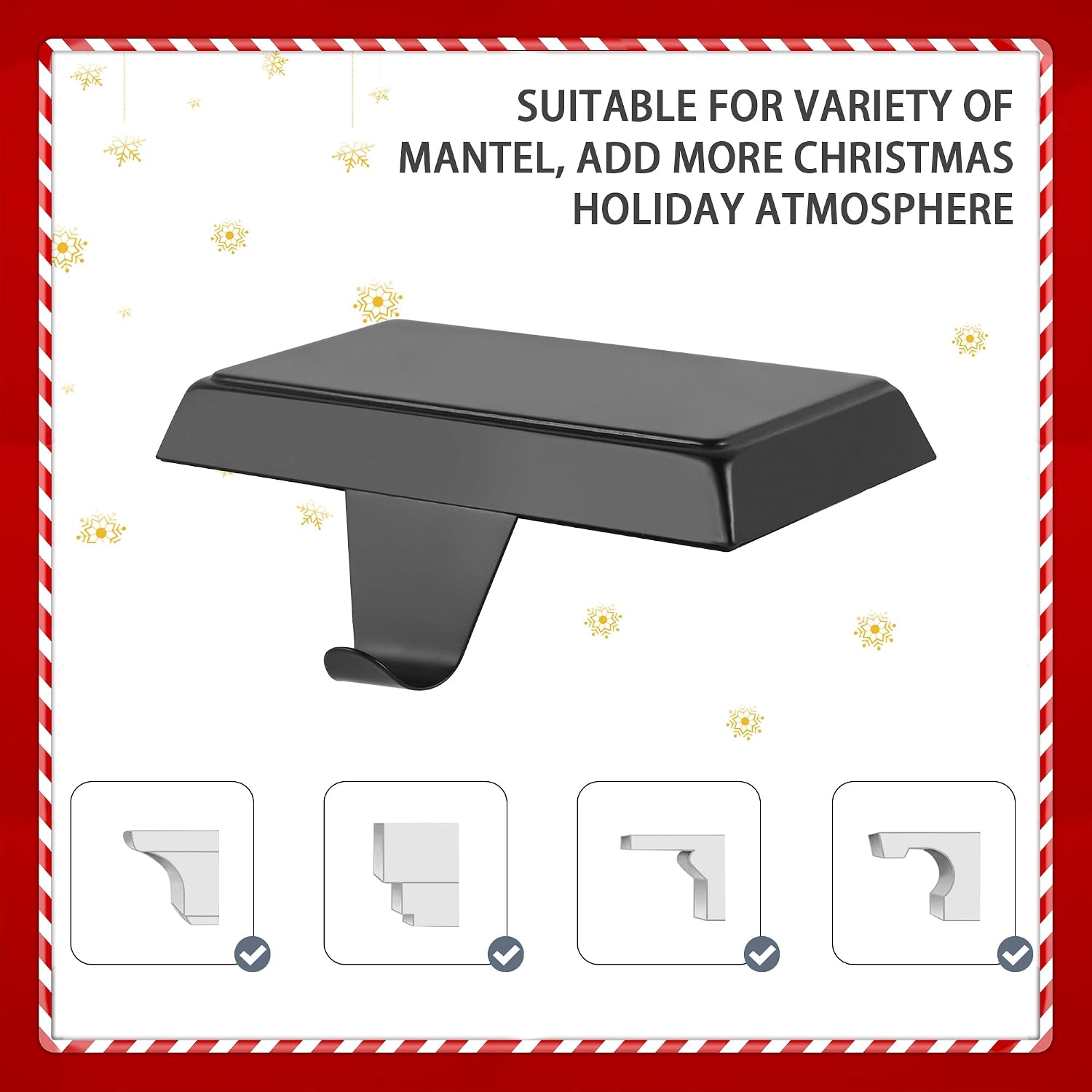 Christmas Stocking Holder Hanger for Mantle,4 Pack for Xmas Decorations Lightweight and Adjustable for Fireplace Home Decoration
