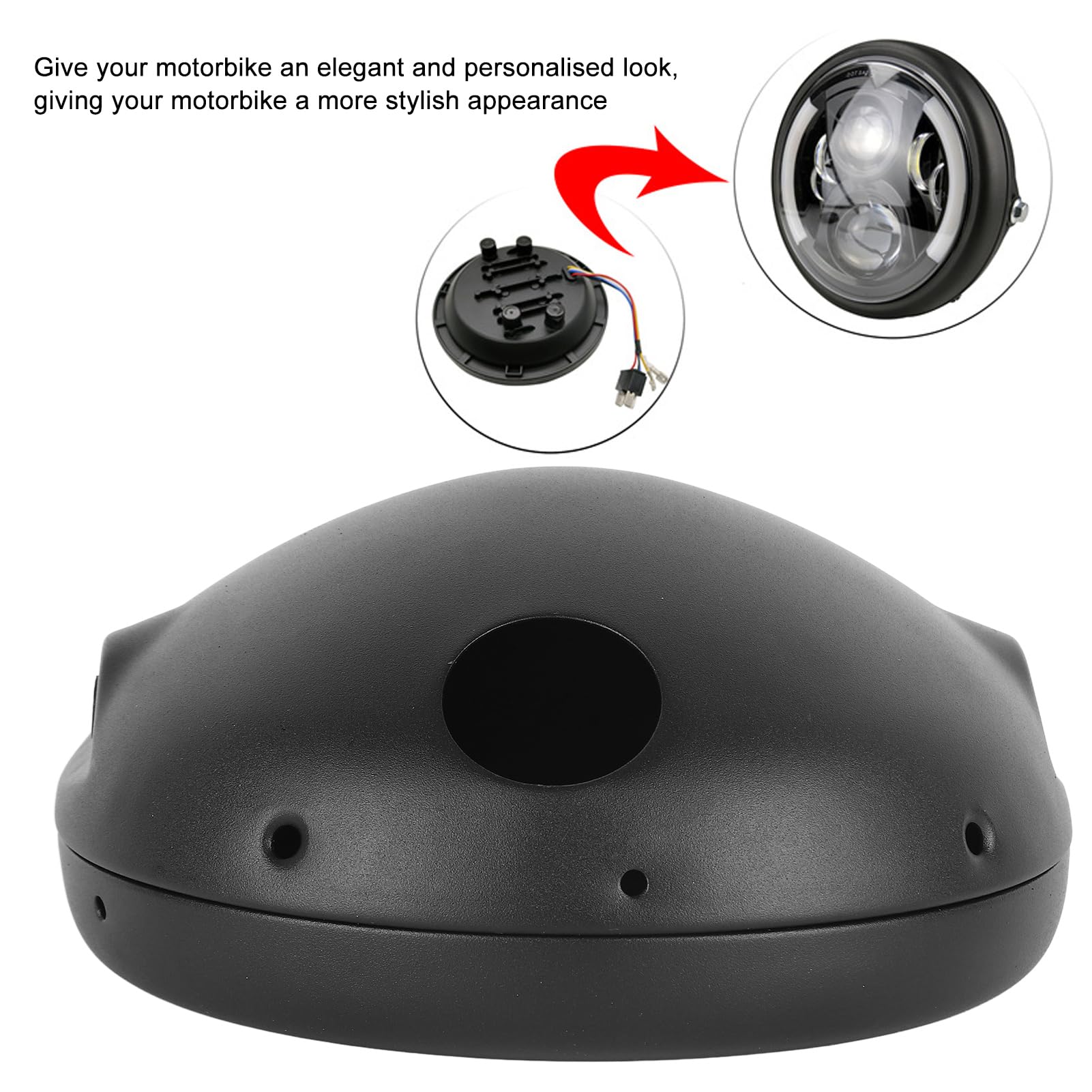 KIMISS Coperchio Di Tenuta Per Faro A LED Moto 7 Pollici - Kit Di Conversione Alloggiamento In Ferro Per Fari Anteriori - Cover Protettiva Con Viti E Morsetti - Colore Nero - 4