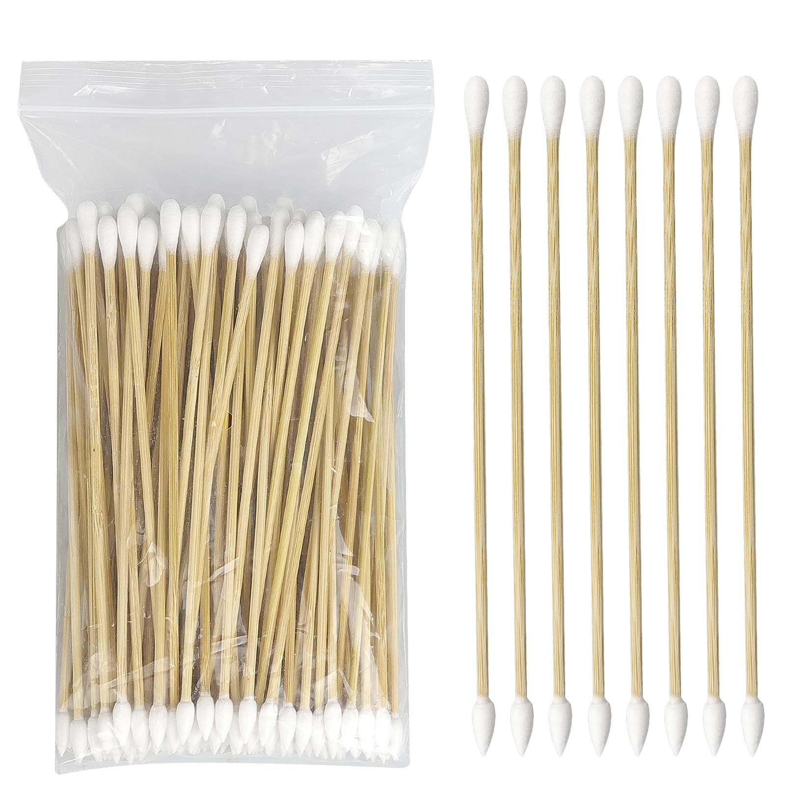 100 sztuk bambusowych patyczków higienicznych, 15 cm, Cotton Swabs, pałeczki do uszu, podwójna główka, do czyszczenia, brwi, upiększania, paznokci