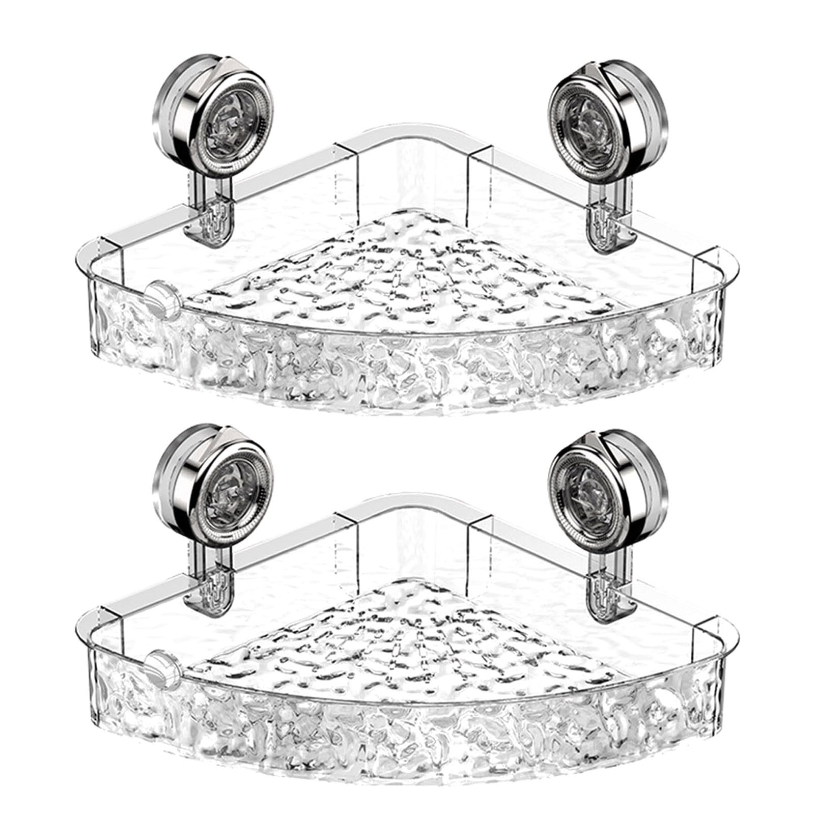 PERZOE 2Pcs Bathroom Organizers and Storage Clear Shower Caddy Suction Cup No Drilling Removable Shower Shelf Multipurpose Shower