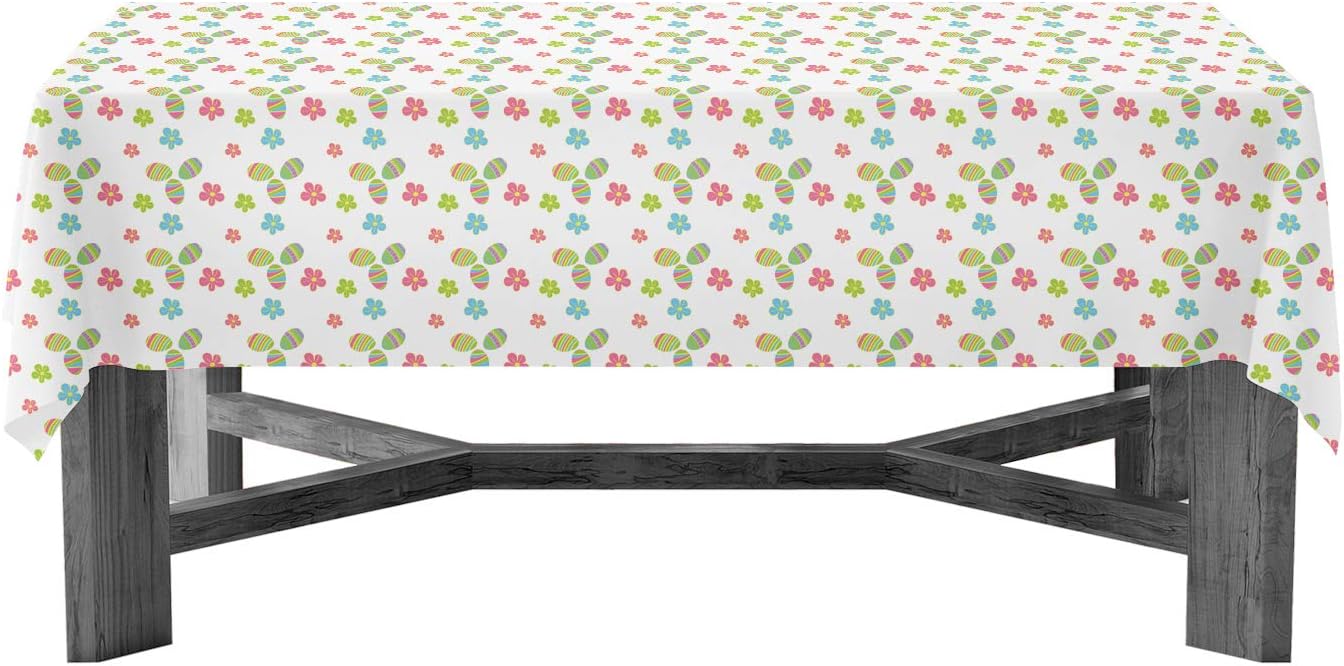 Party Essentials Heavy Duty Disposable 54" x 108" Printed Plastic Rectangle Table Cover/ Tablecloth/ Banner, 1-Count, Easter