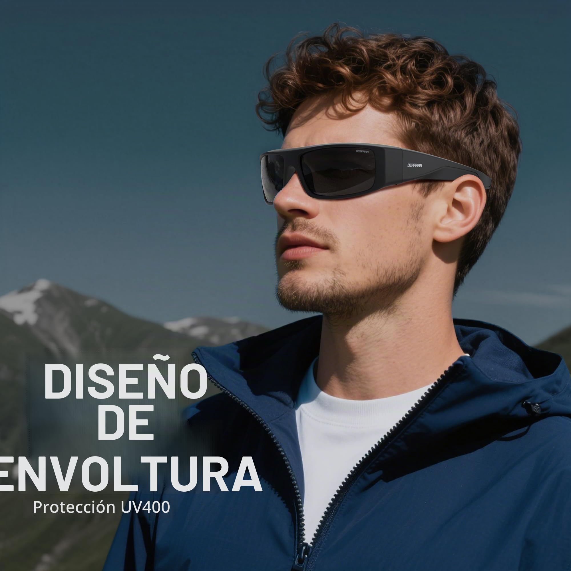 DEAFRAIN Gafas de sol polarizadas con lentes superoscuras para hombres y mujeres, gafas deportivas envolventes UV400 CAT 4 para ojos sensibles