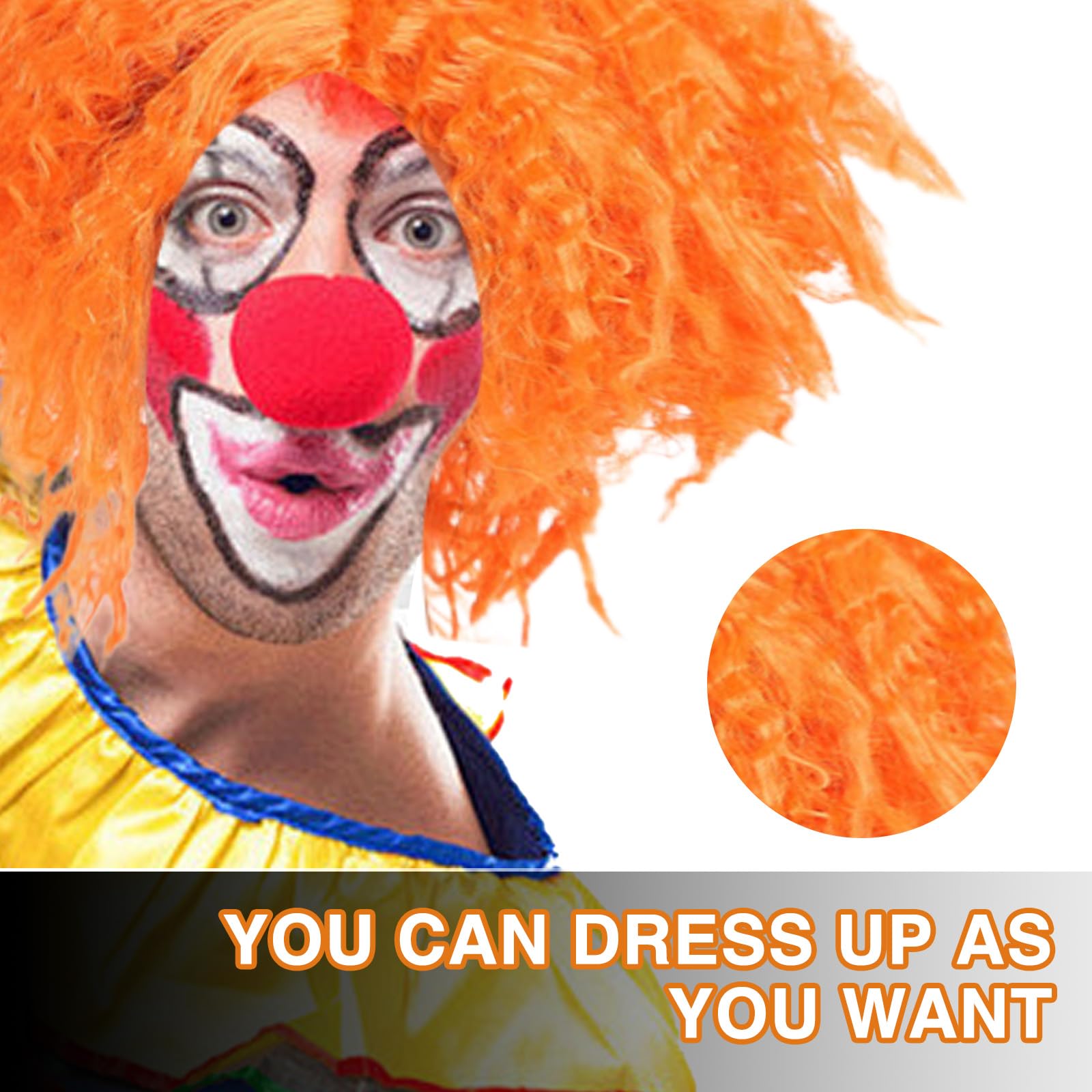 Benaewa Orange Ginger Wig, Fancy Dress Rock Men Wig for Band Costume Party Accessories (Orange) - Image 4