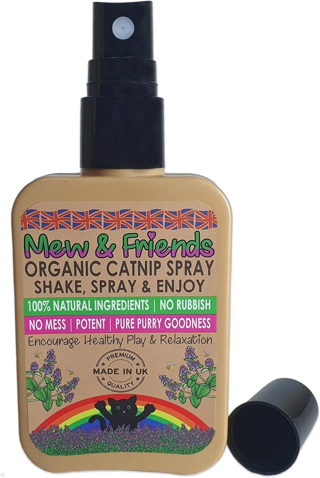 Mew & Friends Catnip Spray for Cats - Made in UK - 100% Natural & Cat Nip - Sustainably Farmed A Perfect Cat Toy & Cat Treat - Please SHAKE BEFORE USING CATNIP SPRAY