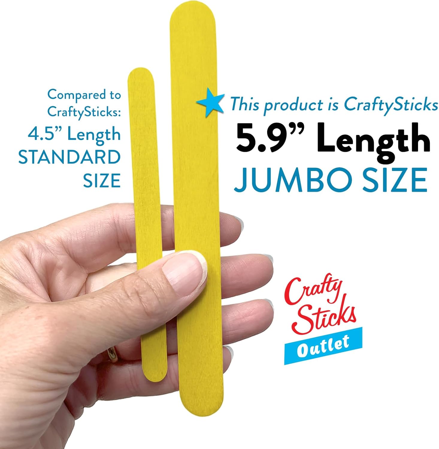 600 Pack Yellow Jumbo Craft Sticks 6 Inch, Wooden Popsicle Sticks for Crafts and STEM