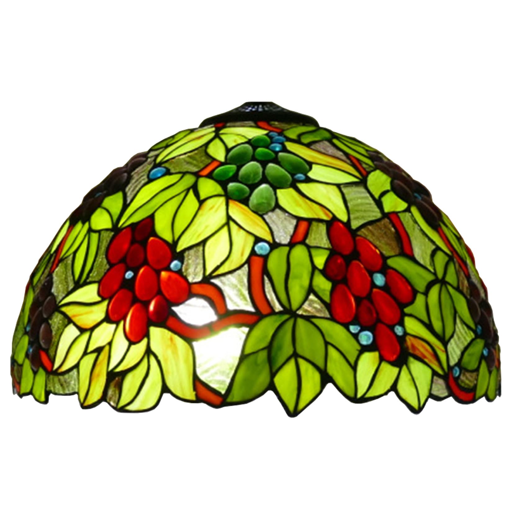 SaryEdge Tiffany Style Lampshade Replacement with Cap, Mediterranean Grapes Stained Glass Lamp Shade Crystal Beads Green Leaf Only for Floor Lamps Table Lamps Pendant Lamps,20"，16"，16"