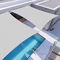 Vista 7 de Windscreen4less Vela de Sombra Solar Impermeable de 10'x10' Rectangular Cubierta de Toldo con Bloqueo UV para Patio Trasero, Terraza, Cubierta, claro