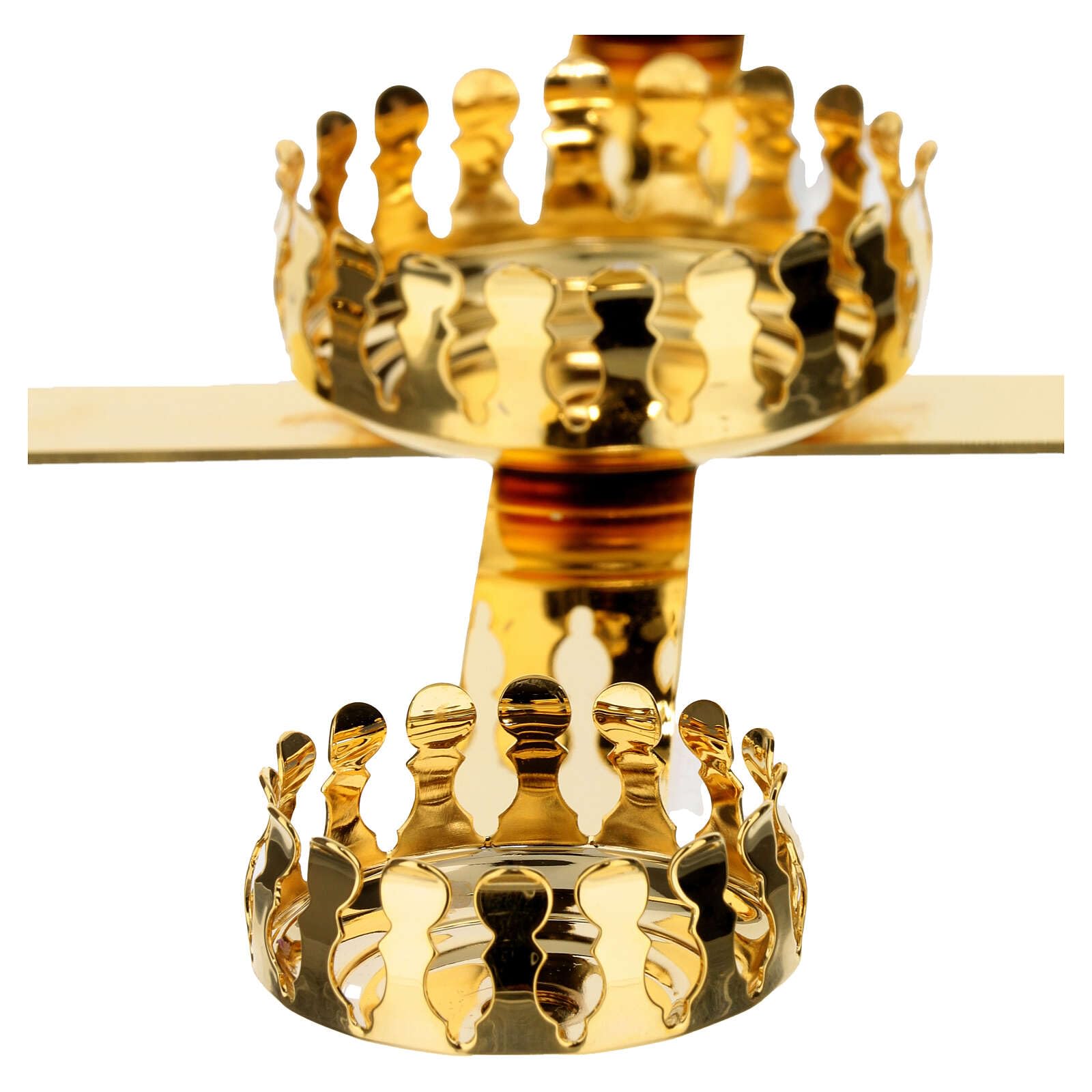 Holyart Avvento: Candeliere Avvento dorato 4 candele e cero centrale 45 cm