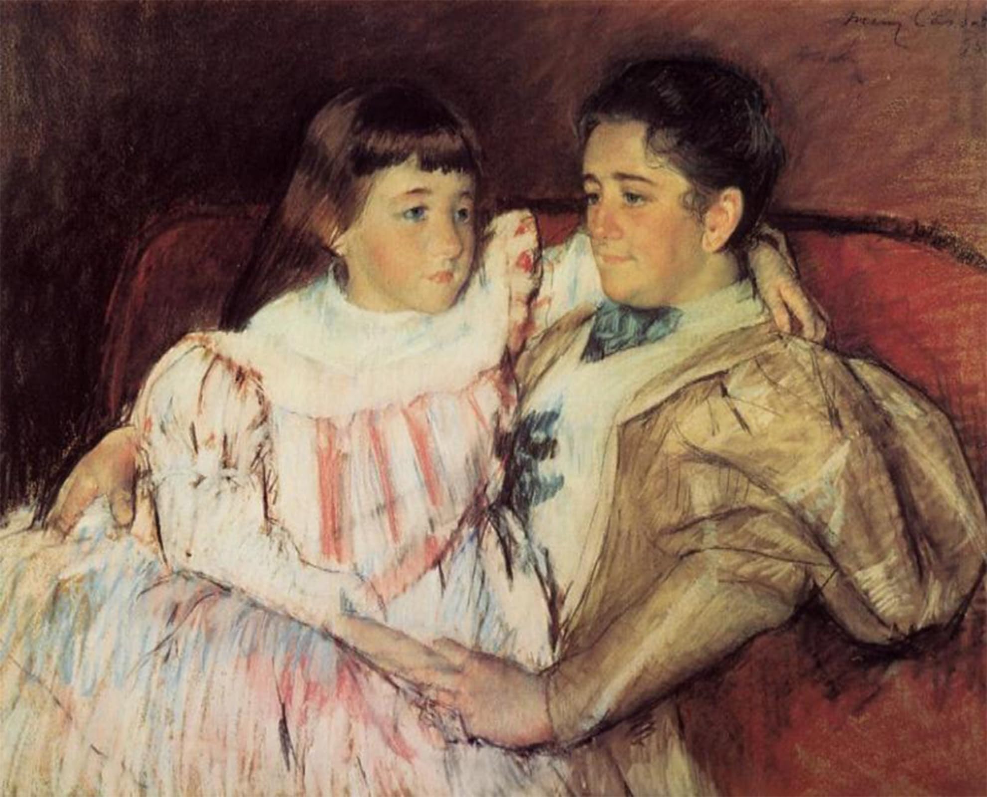 POSTERIIk Famous Modern Artwork Art Mural Portrait of Mrs Havemeyer and Her Daughter Electra Mary Cassatt Oil Paintings Pictures for Home Decor 60x90cm
