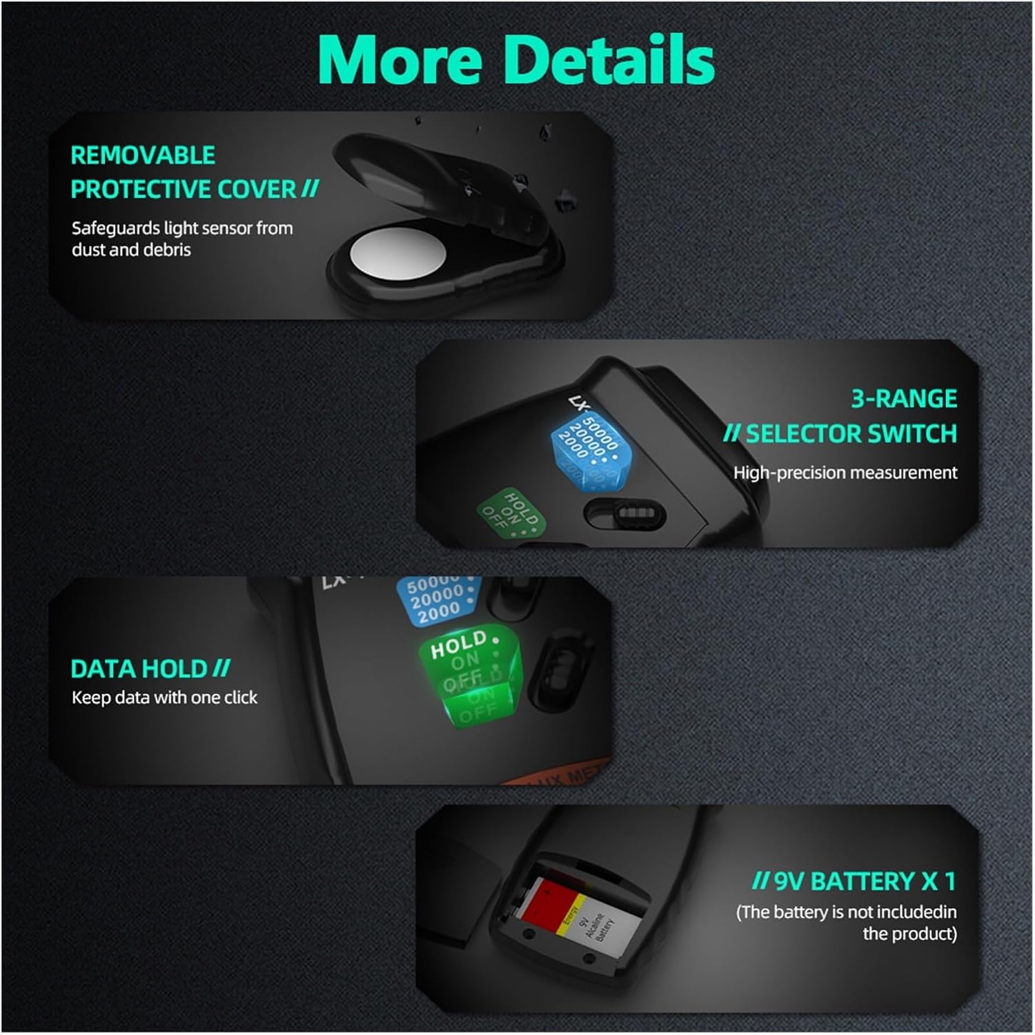 Light Meter, Digital Lux Meter 0–100,000 LCD Display for Indoor and Outdoor Use