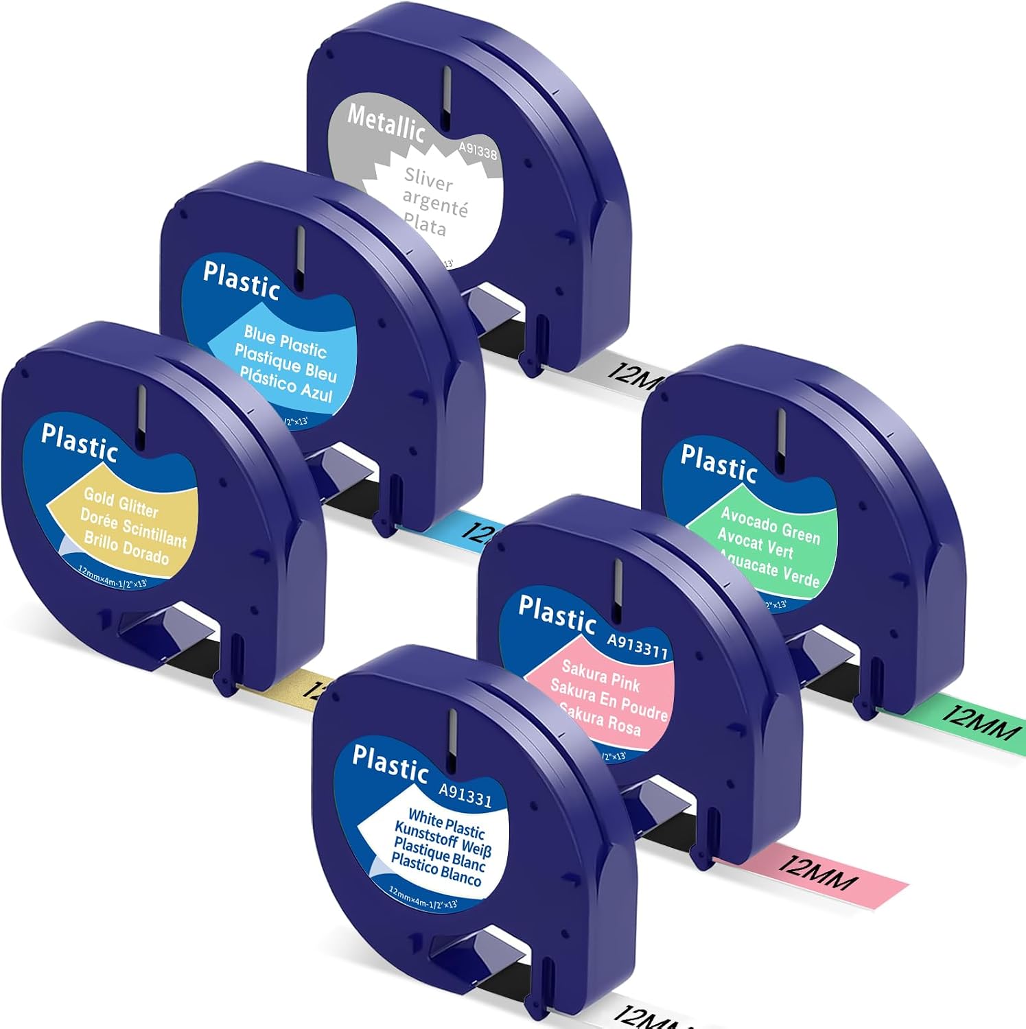 6X Replace for Dymo Label Maker Refills Letratag Plastic Colorful 12mm x 4m