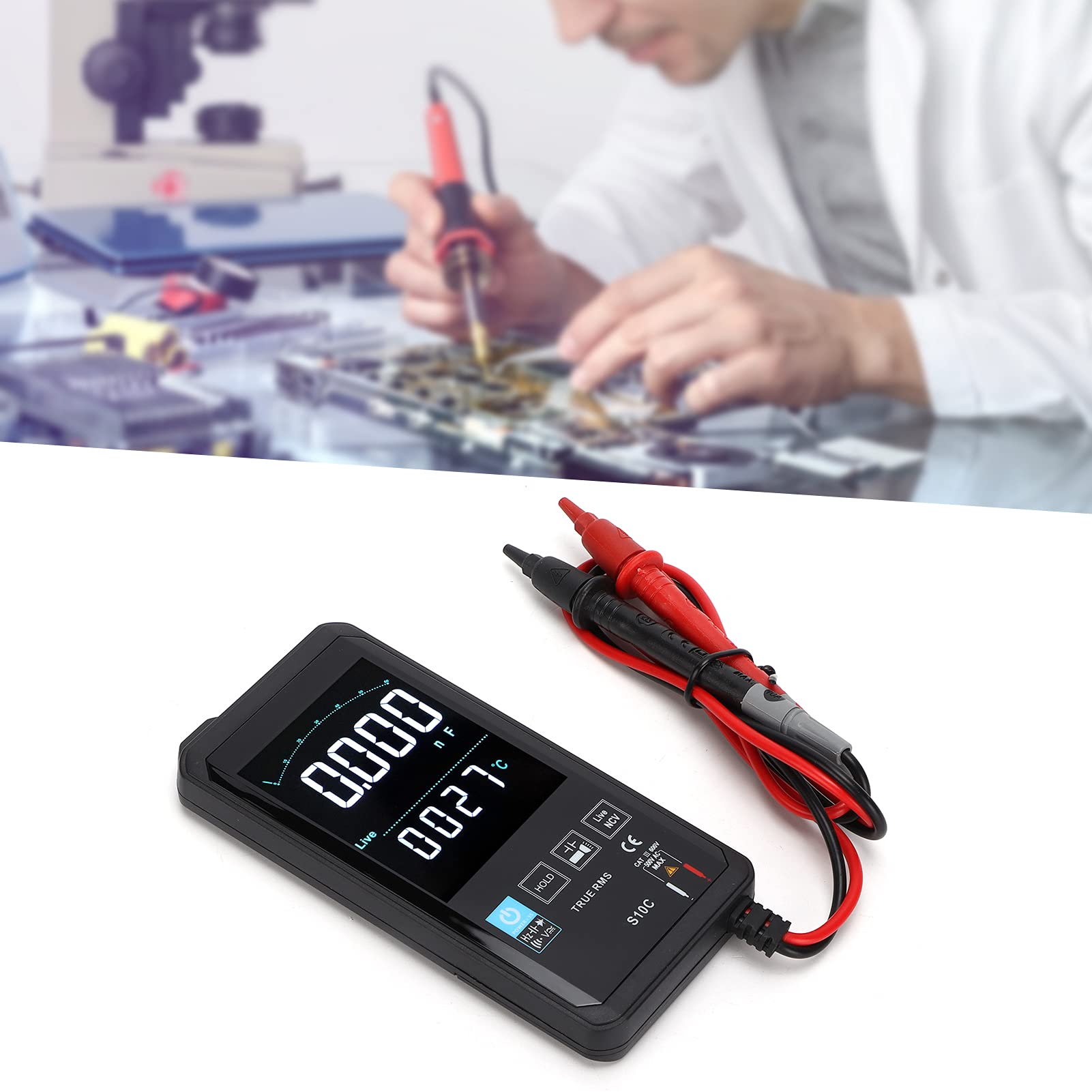 Multimetro Digitale S10C Misuratore True RMS Portatile Ad Alta Precisione per la Misurazione Dell'energia Elettrica Display LCD di Dimensioni Compatte
