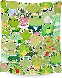 Frog Blanket Gifts - 60x80 Inches Cute Throw for Girls & Boys - Colorful Soft Fuzzy Blankets for Bed, Couch & Living Room