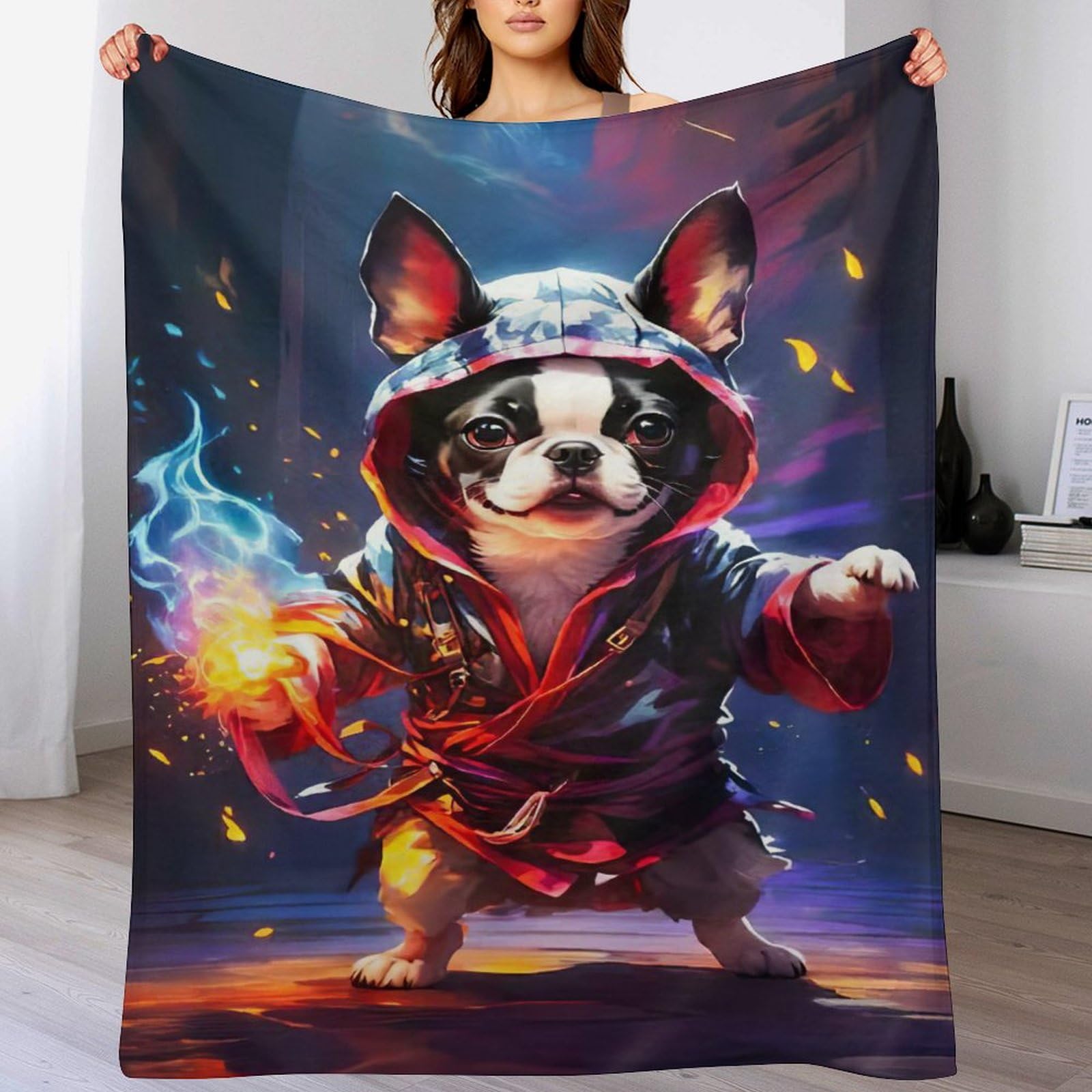 Couverture en polaire pour lit et canapé plaid chien 3D 140x180cm
