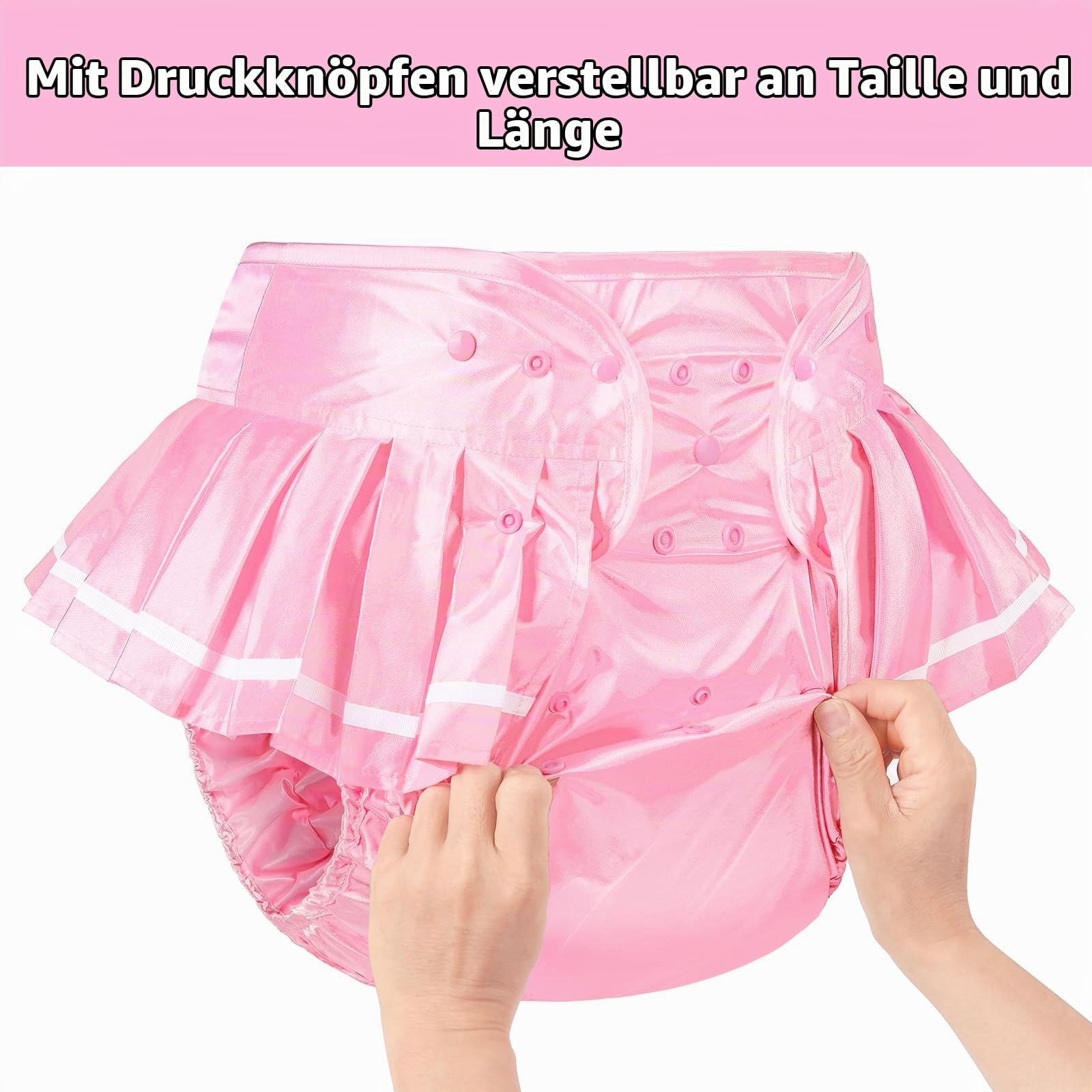 LittleForBig Waschbarer Verstellbarer Wiederverwendbarer Wasserdichter Stoffwindel Sissy Schulmädchen Überhose Bezug für Erwachsene Rosa M