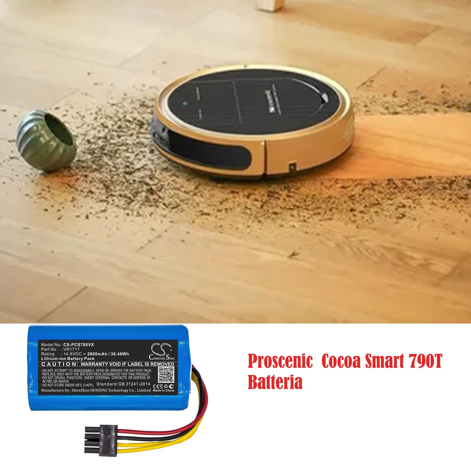 Batteria BONA-M26 Per Proscenic 780T, 790T, Summer P1S P3, Suzuka P2 - 14.4V 2.6Ah - 5