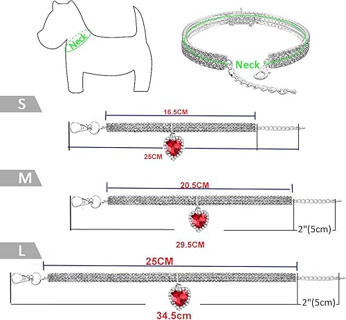 Miniatura 7 de Collar para mascotas con diamantes de imitación, collar brillante de 3 filas de diamantes de cristal, collar de boda con diamantes de imitación