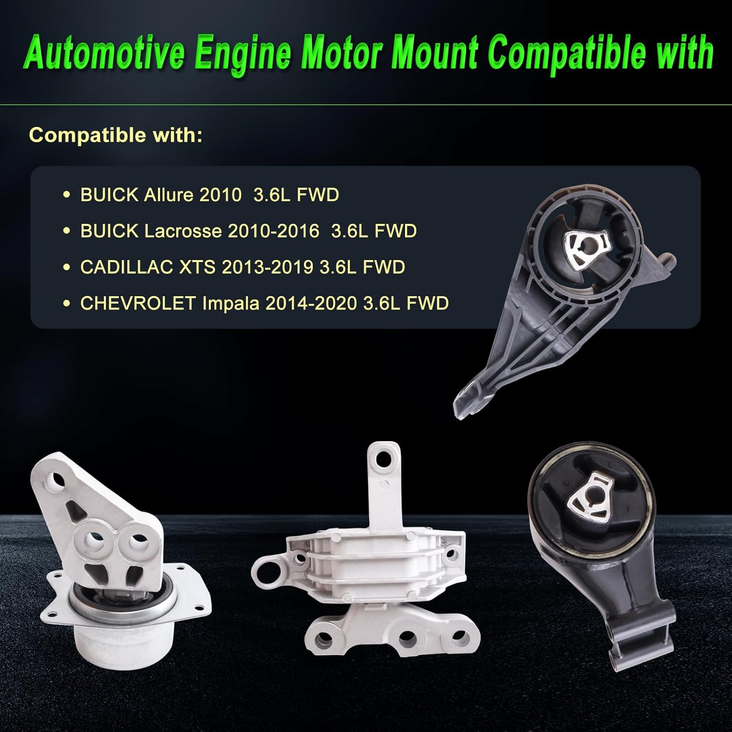 Engine Motor Mount Compatible with Allure 10 3.6L FWD,Lacrosse 10-16 3.6L FWD,XTS 13-19 3.6L FWD,Impala 14-20 3.6L FWD,Replacement for 3200 22849845 A5608 3303 A5530 3195 A5579 3196