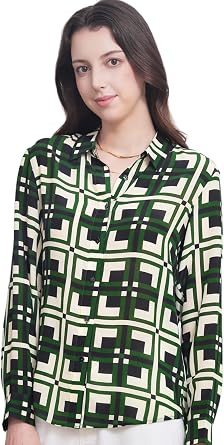 COLD POSH Womens 100% Pure 19MM Mulberry Silk Blouse Button Down Print Shirt Women Retro Tops for Casual Summer