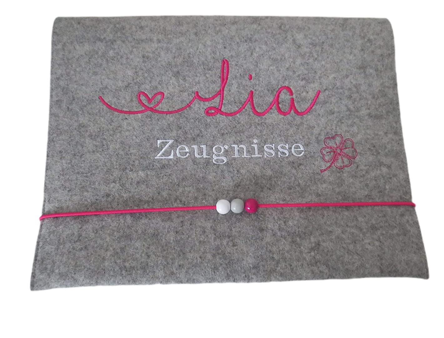 Zeugnismappe Wollfilz Mappe Zeugnisse DIN A4 Grundschule Schule"Kleeblatt"