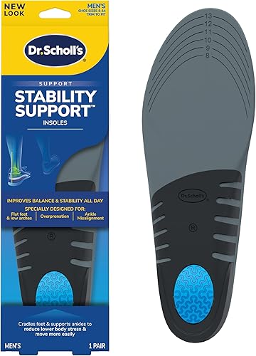Dr. Scholl's Plantillas de apoyo extra, absorción de impactos superior y soporte de arco reforzado para hombres grandes y altos para reducir la