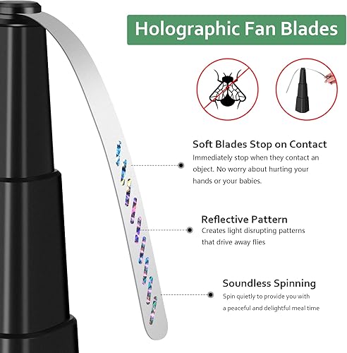 Miniatura 2 de Abanicos de mosca para mesas 4 paquete - Ventiladores automáticos portátiles para mesa de picnic y repelentes de alimentos para restaurante, fiesta,