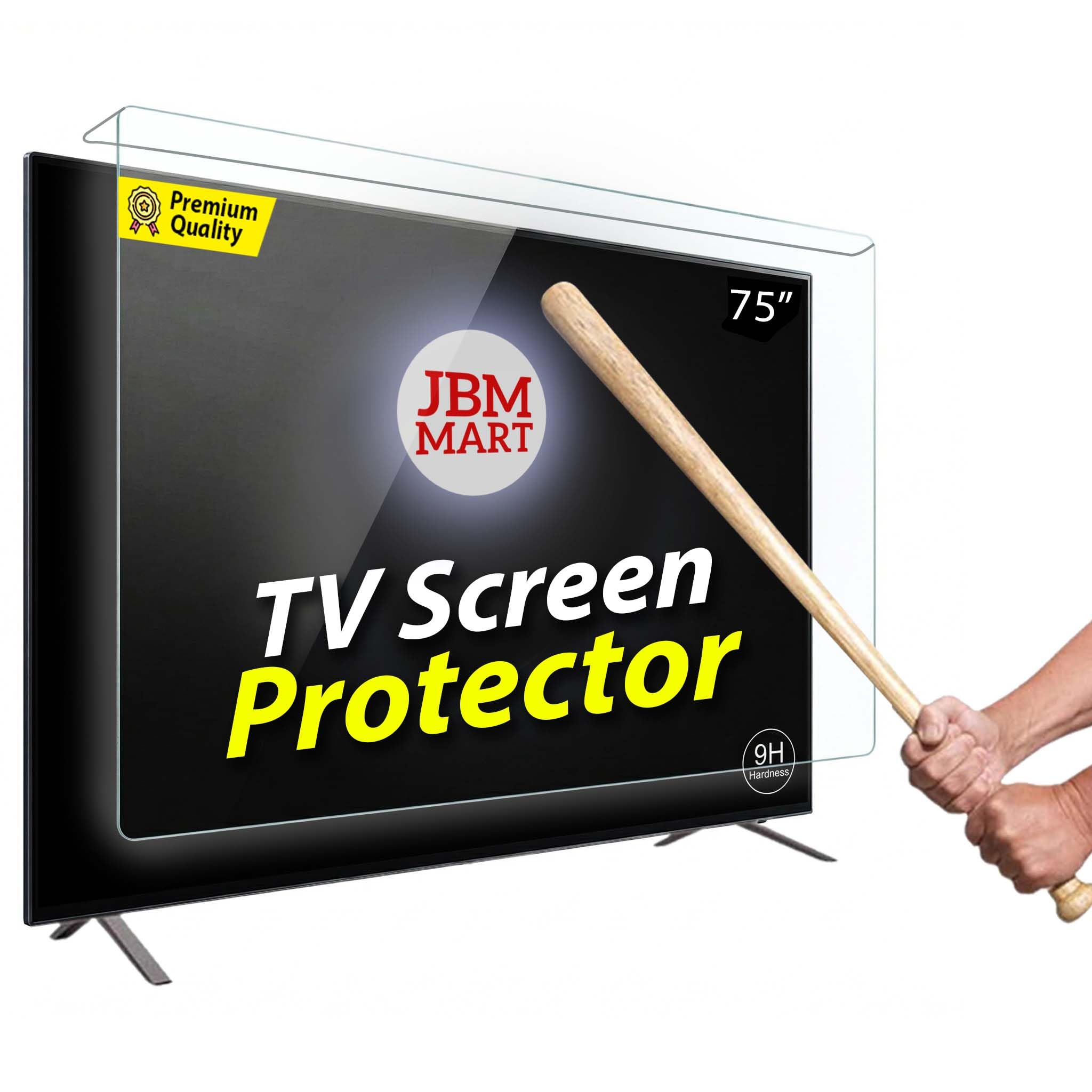 JBM MART® 75 Inch TV Screen Protector - Tempered Glass Guard, 9H Hardness, Scratch resistance, Crystal Clear | 3 mm Thickness discount deal