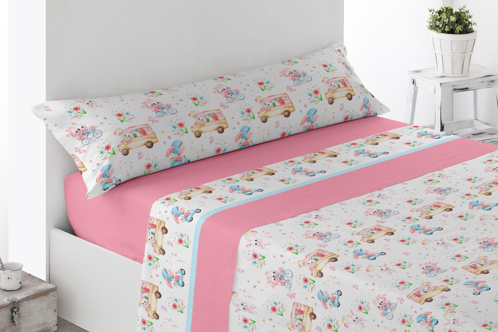 REGALITOSTV (Conejitos Cama 90) Juego SÁBANAS 3X Piezas PIRINEO Invierno (Grosor 150 g) Cama 90 X 190-200 CM Polar TÉRMICA (Bajera ELÁSTICA, ENCIMERA Y 1 Funda Almohada)