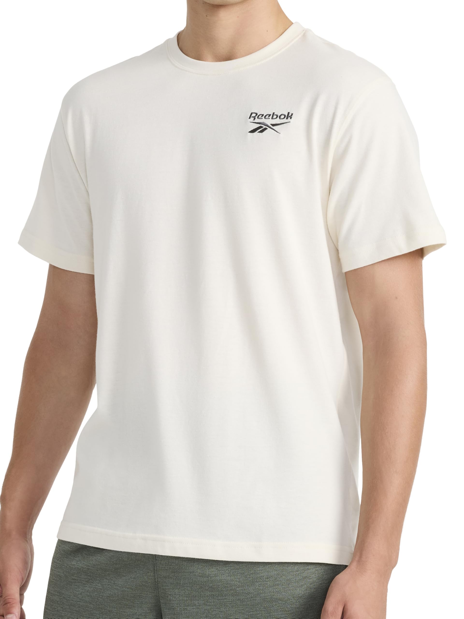 Men's Small Logo Crewneck T-Shirt, Standard Fit, Lightweight Cotton-Poly Jersey Fabric