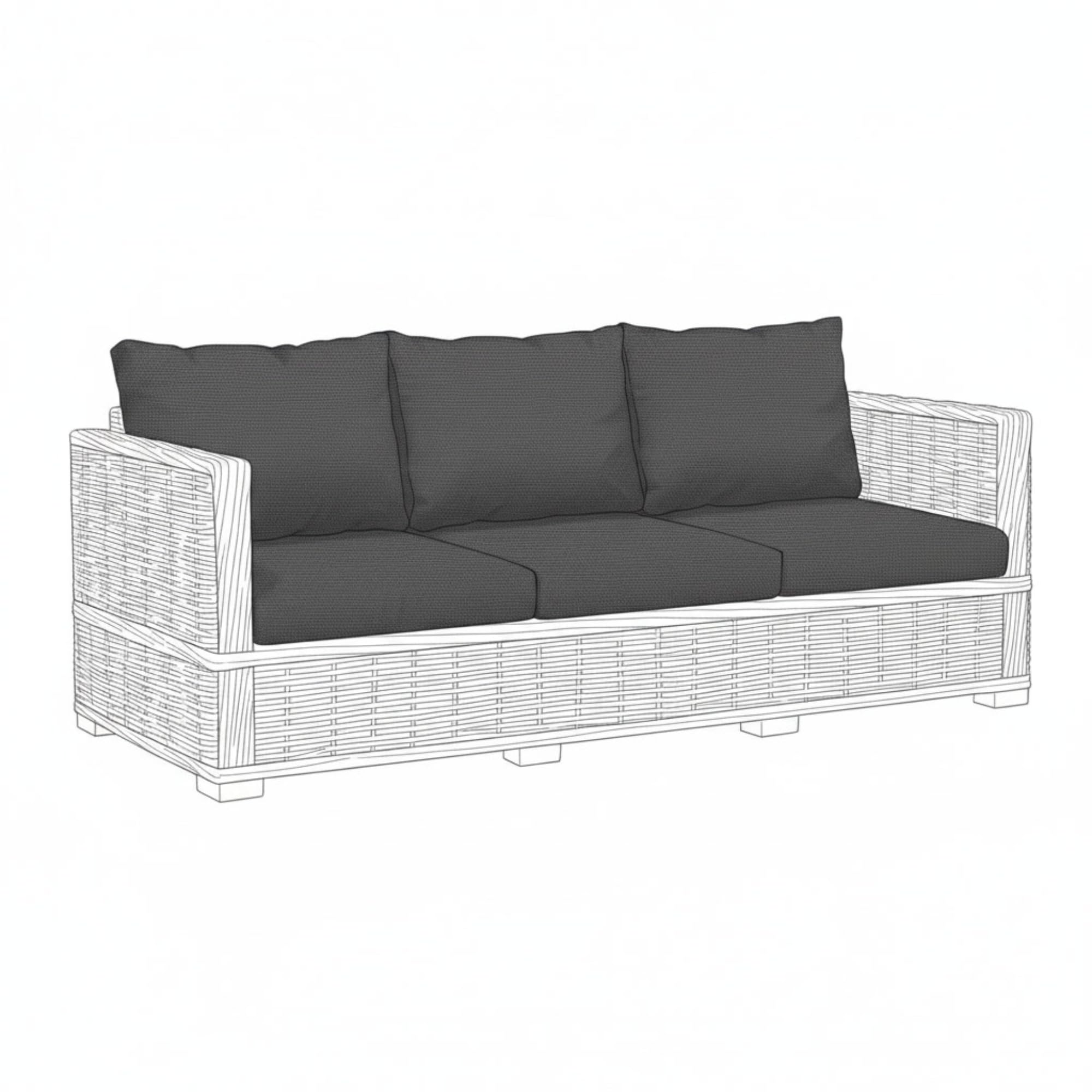 Kosiproducts Replacement Rattan Cushion Seat Cushions Garden Patio Furniture [Grey, 3 Seats + 3 Cushions] - Furntiure Not Included